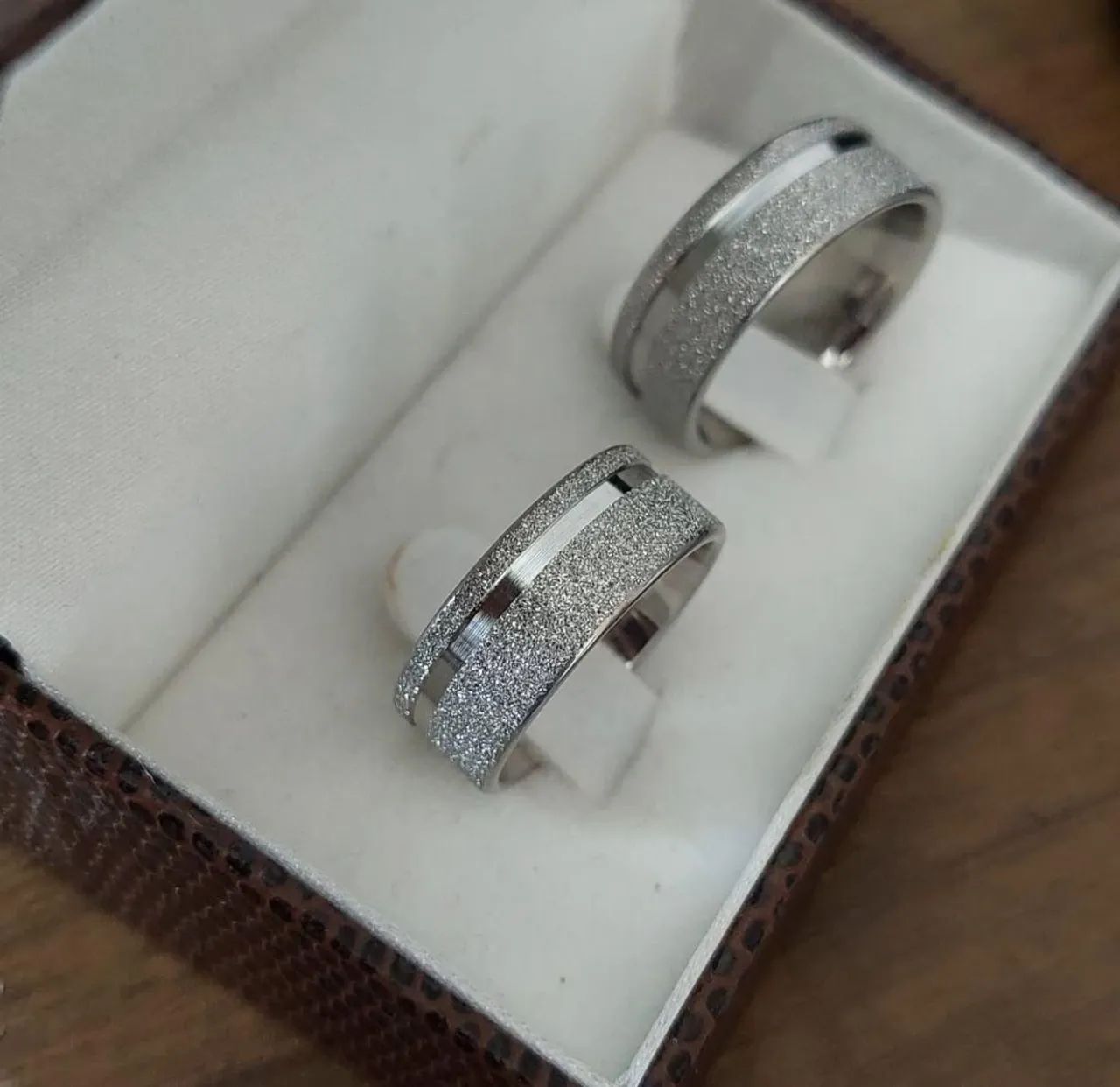 Par de alianças de compromisso em prata - Foto 3