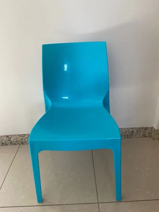 Jogo com 4 cadeiras Tramontina Alice Satinada Sem Braços cor Azul - Foto 4