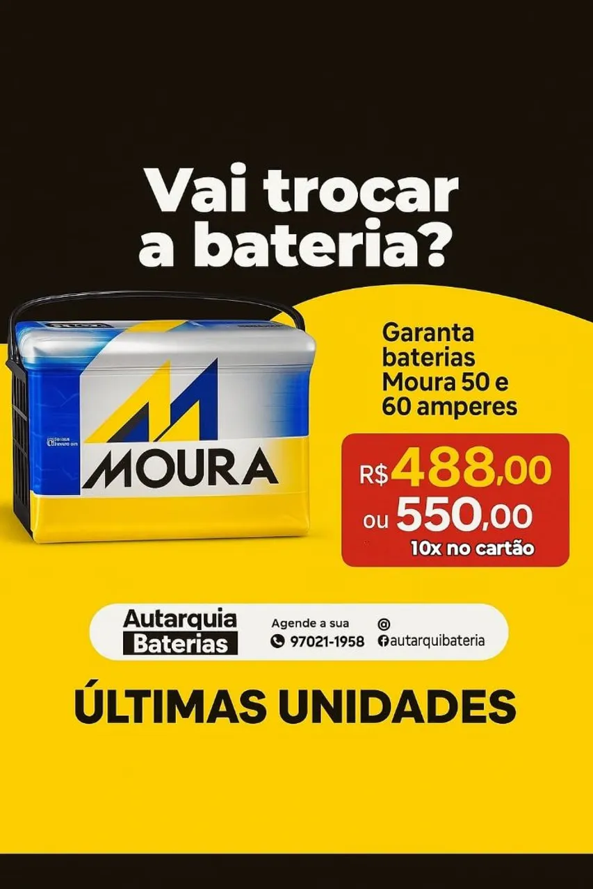 Bateria Moura pelo menor preço 60 amperes em são Luís a Ilha do amor