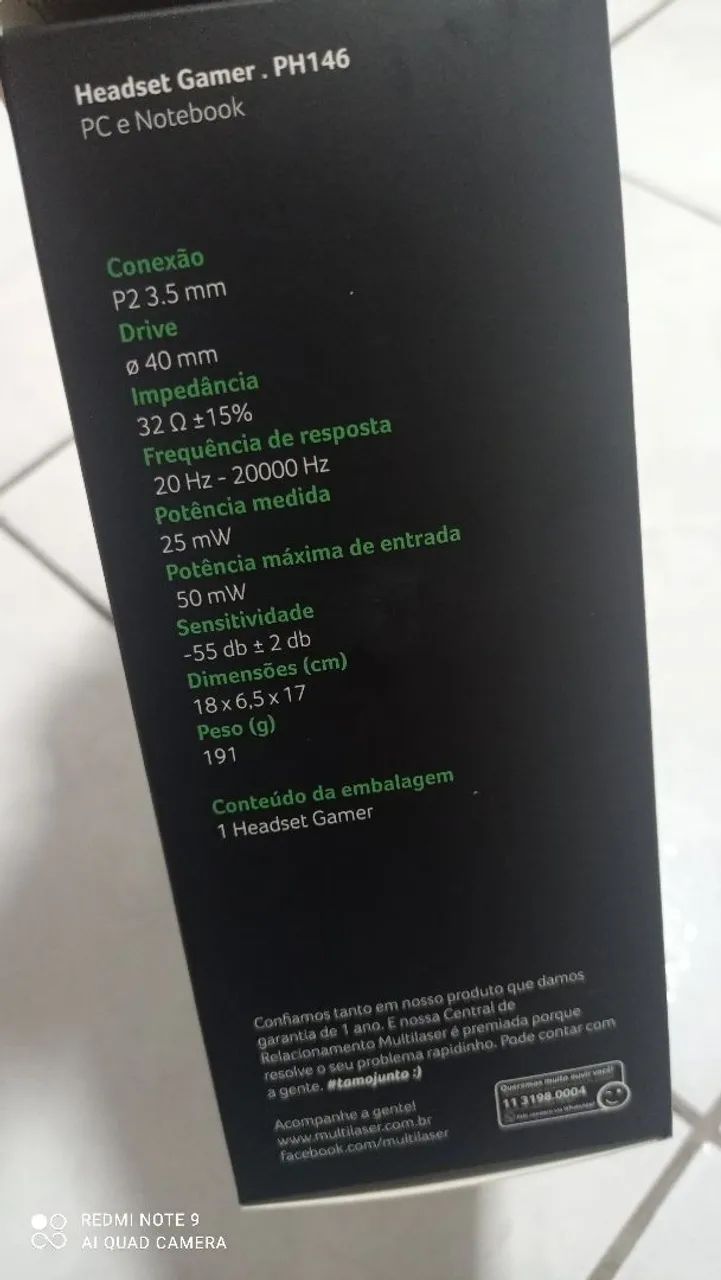 Headset Gamer Multilaser PC e Notebook64220037361921122