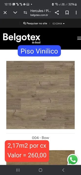 Piso Vinílico Hercules Bow 2,17m² - Novo