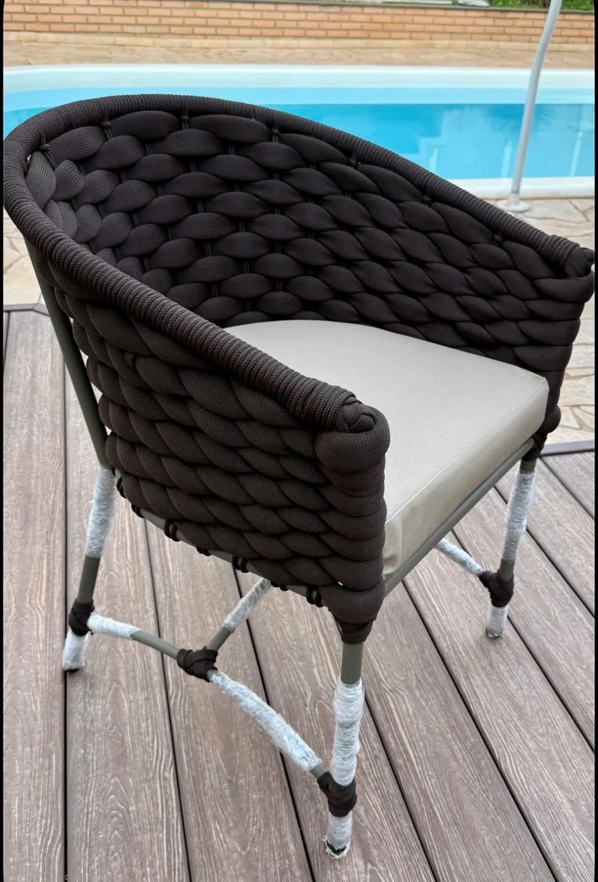 Poltronas alumínio jardim sacada área externa corda nautica e trico de enchimento  - Foto 2