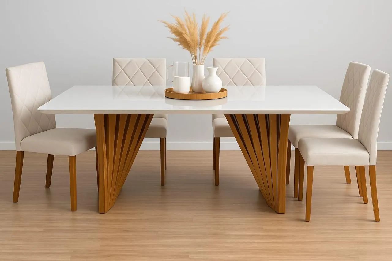 Mesa de Jantar Moderna com Design Exclusivo 6 cadeiras 