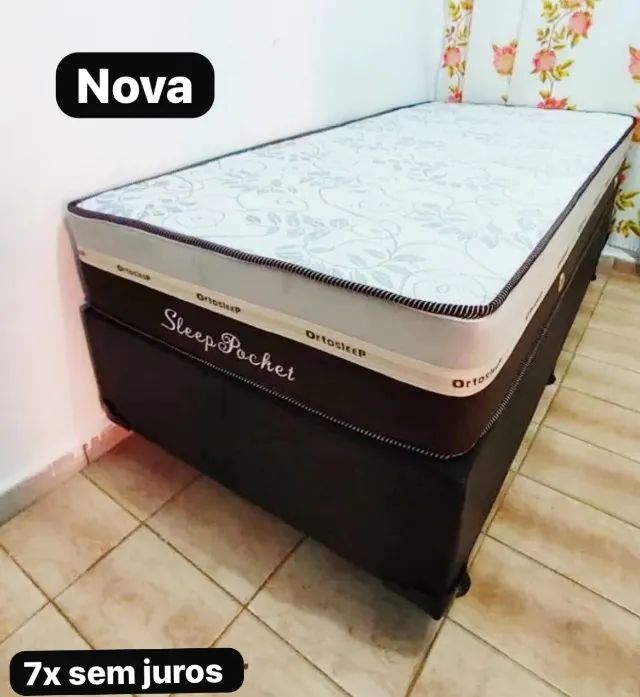 Cama box colchão e base solteiro 