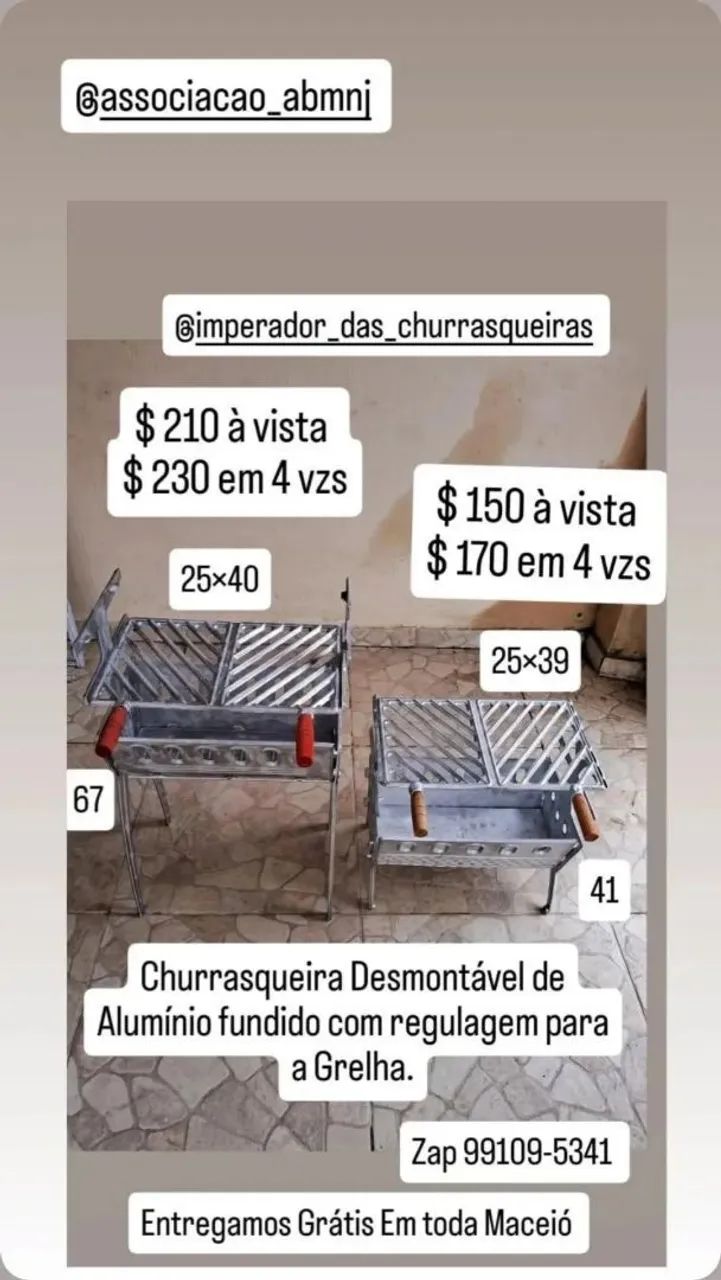 Churrasqueira de Alumínio Fundido  tam G com Grelha Regulável - Foto 4