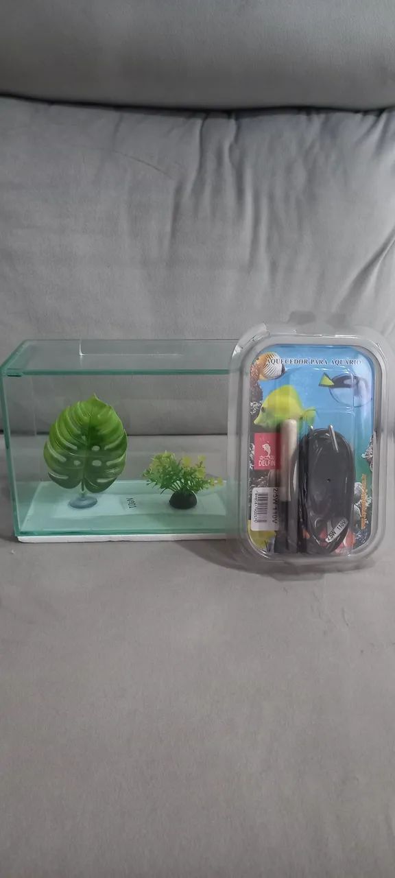 Aquário com acessórios