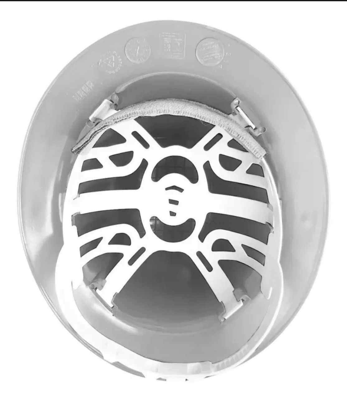 Kit com 5 capacetes aba total com carneira de 6 pontos de amortecimento na cor branca  - Foto 2