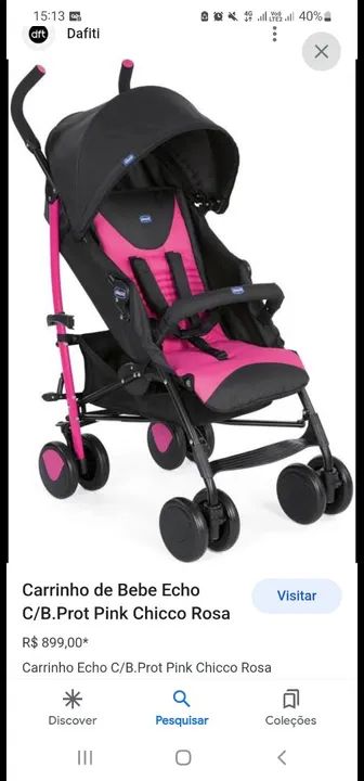 Carrinho de Bebê Echo C/B.Prot Pink Chicco Rosa