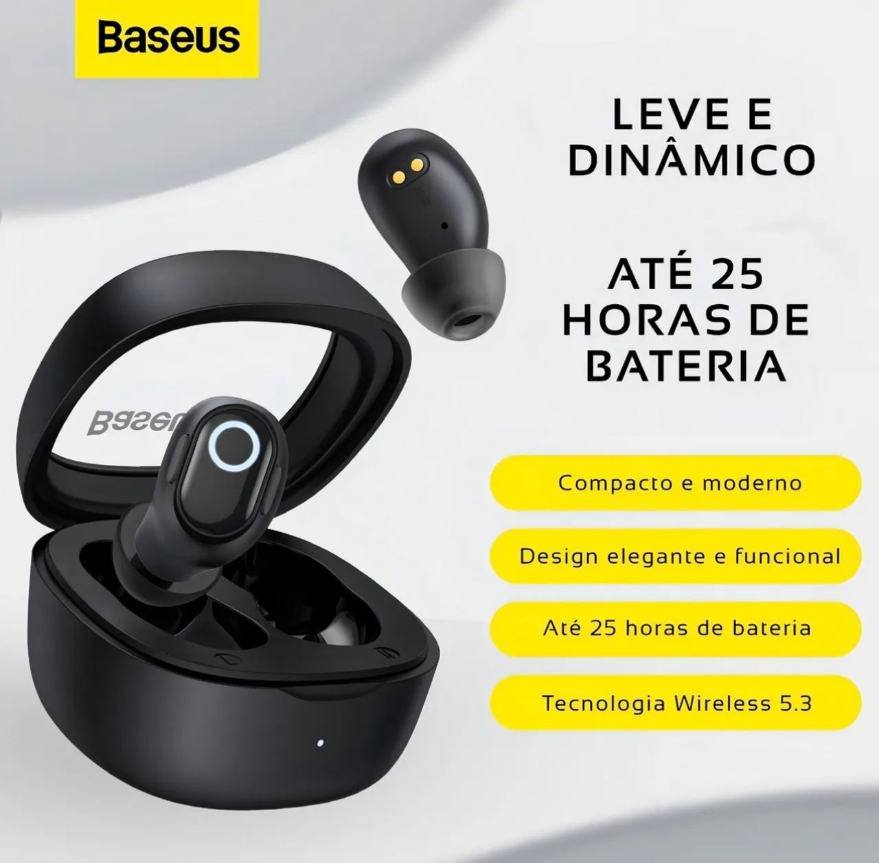 Fone Sem Fio Baseus Bowie Wm02 Tws Bluetooth 5.3 Bateria 25h Cor Preto - Foto 4