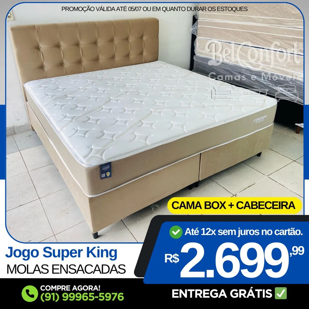 Jogo Super King Molas Ensacadas com Cabeceira