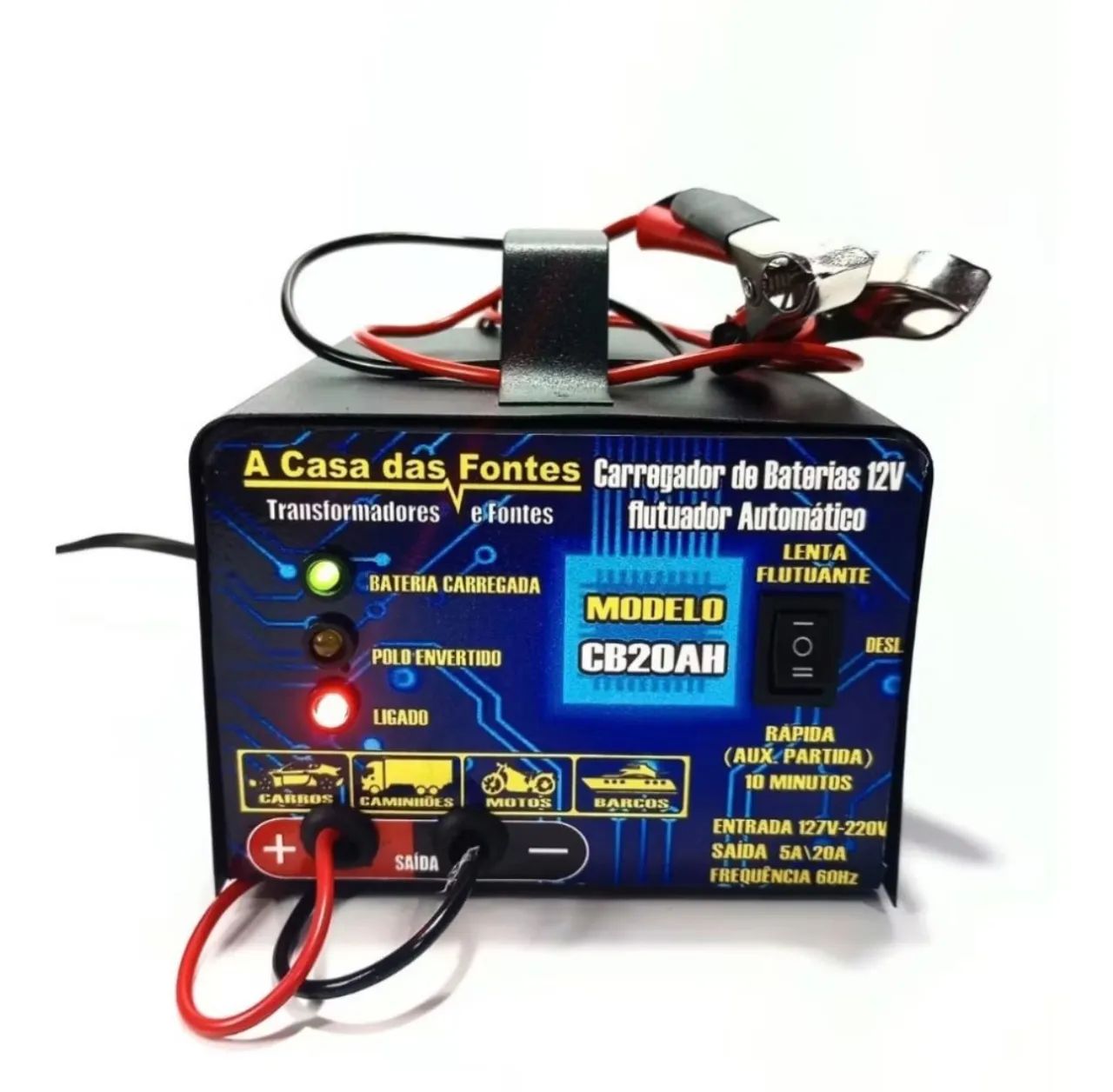 Carregador de bateria automotivo 20 ah por hora 300 amperes 12 volts - Foto 5