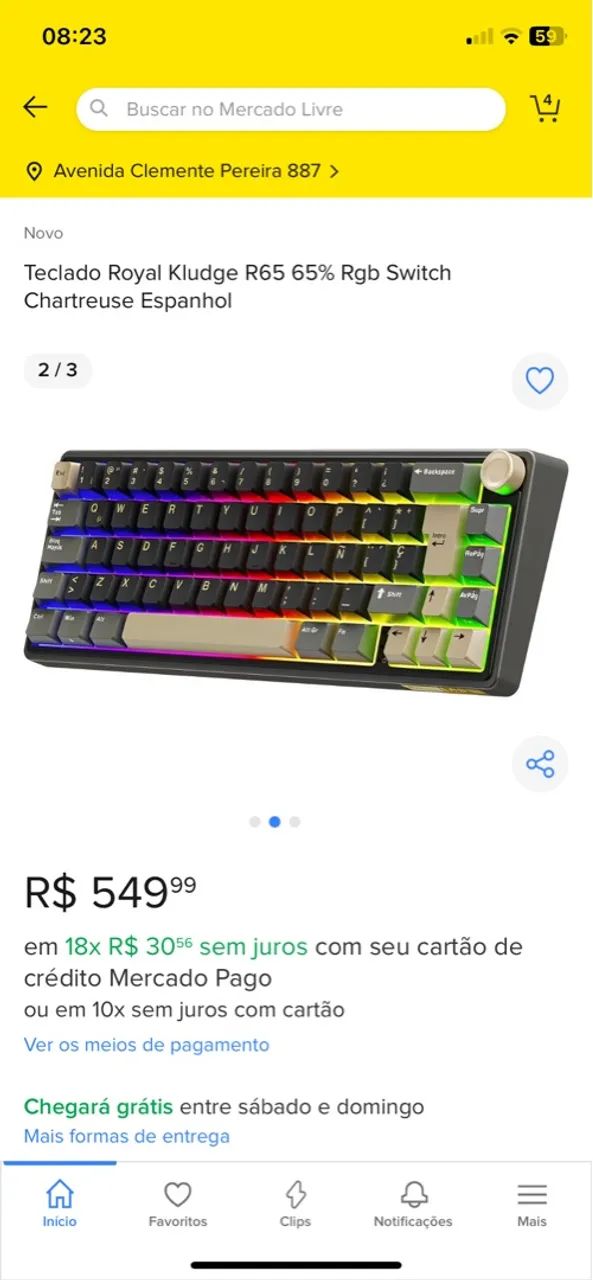 Teclado Mecânico Royal Kludge R65 65% RGB Switch Chartreuse Espanhol