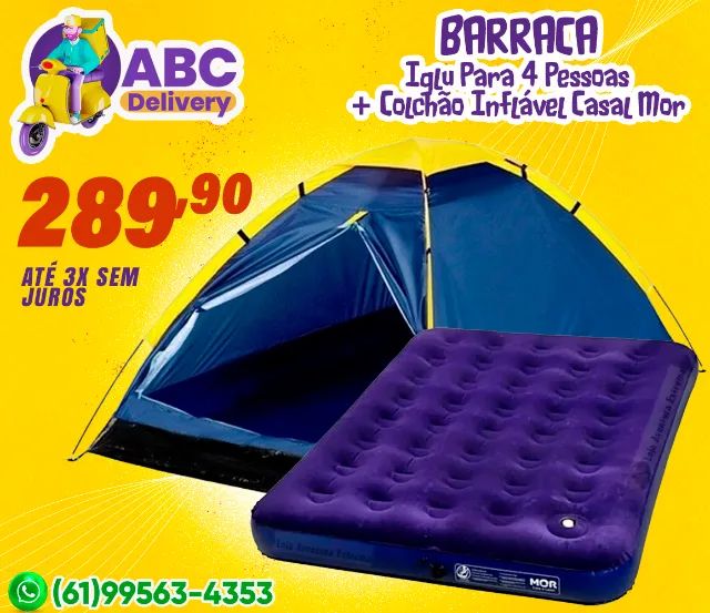 Combo Camping Barraca Iglu 4 Pessoas + Colchão Inflável Casal Mor