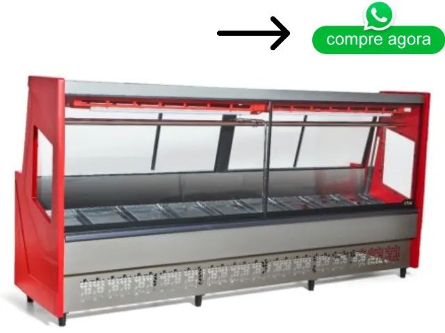 Balcão de Açougue 3M Vermelho Polar com Tendal 220v