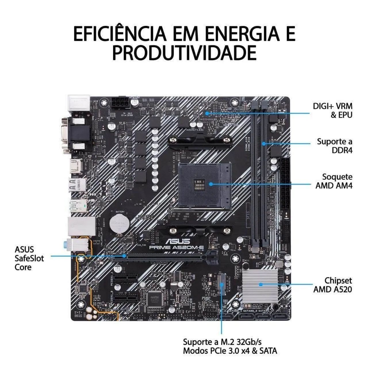 Placa mãe Asus Prime A520M-E - Foto 4