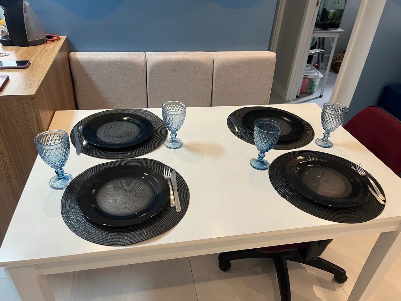 Mesa Retangular 4 Lugares em Madeira64985858456963123