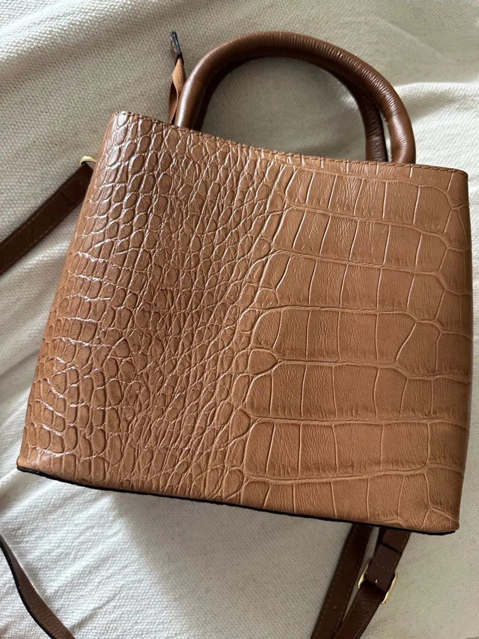 Bolsa Marrom - Couro Croco - Foto 2