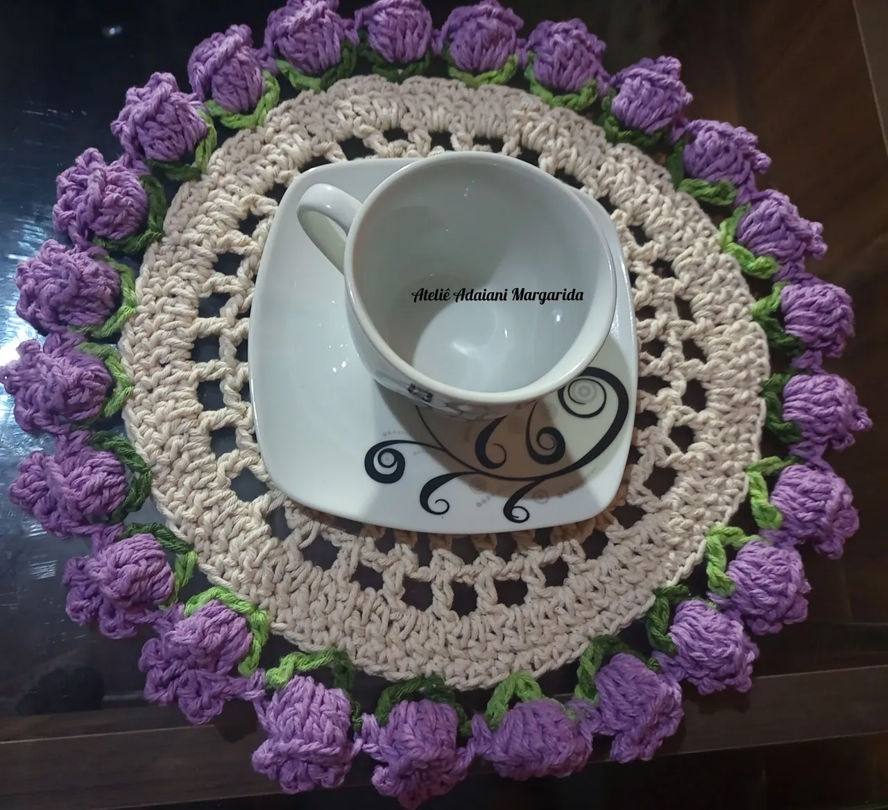 Sousplat de Crochê com Flores