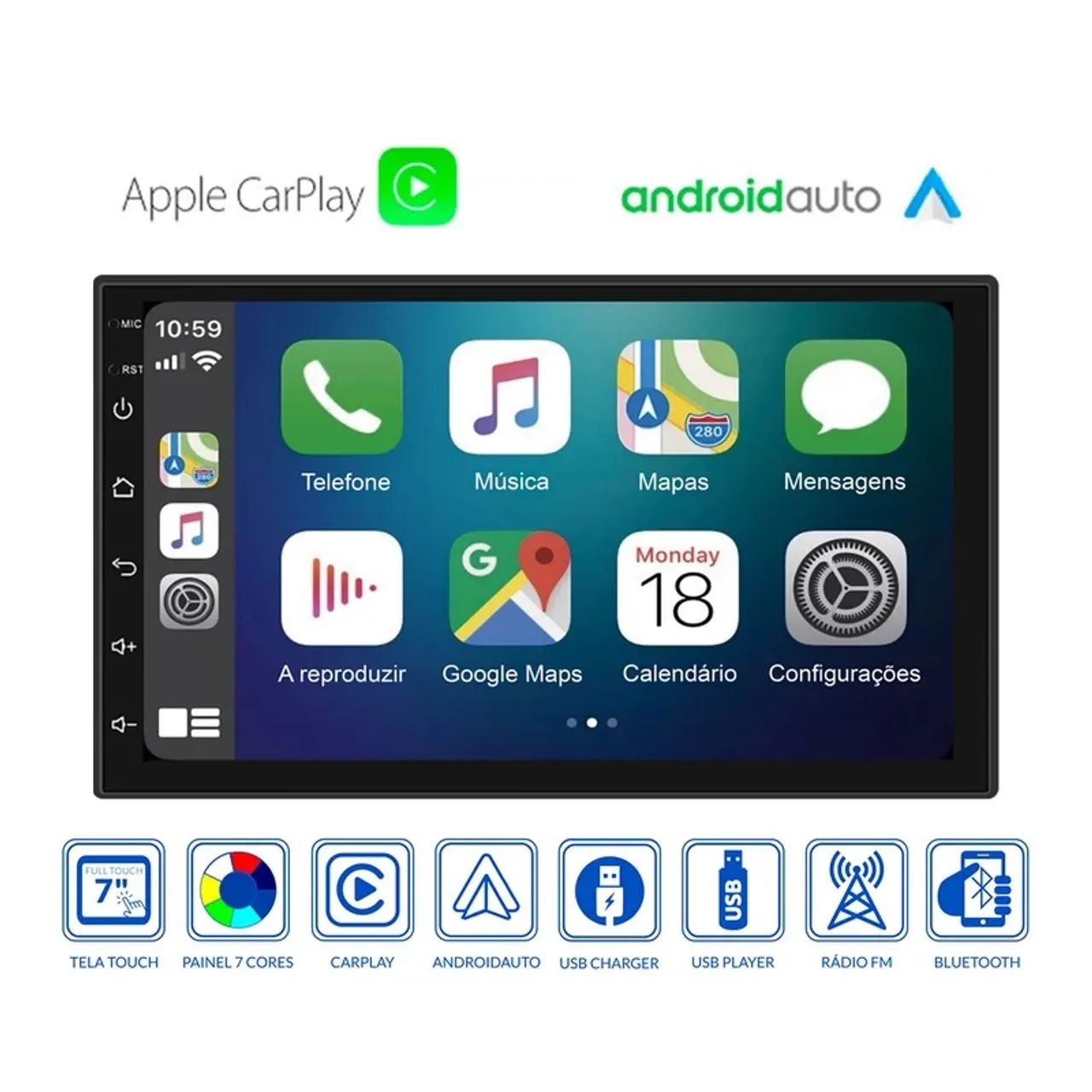 Central Multimídia Roadstar RS-708BR Prime CarPlay 7