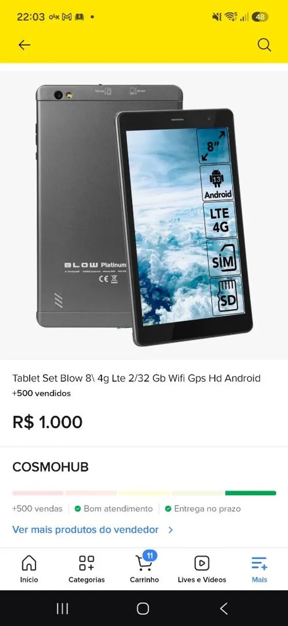 Tablet set blow 8 4g lte 2/32gb wifi gps HD android - Foto 2