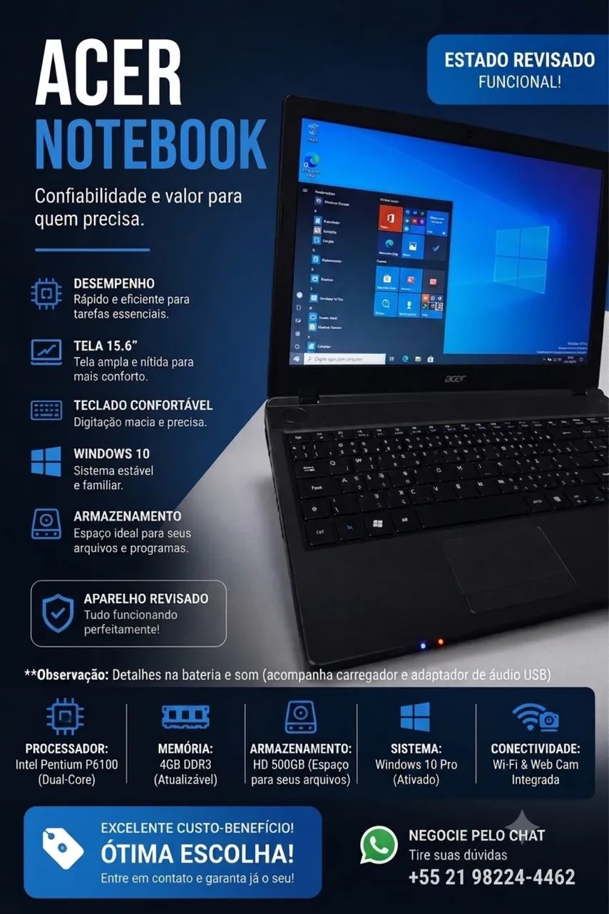 Notebook ACER intel - Produto para uso ! 
