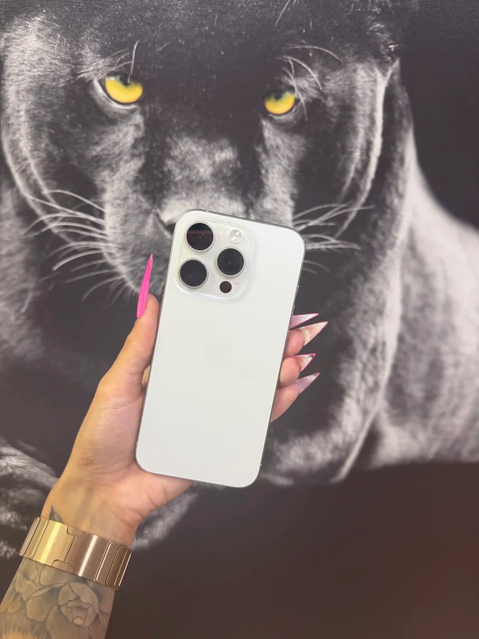 iPhone 15 Pro Titânio Branco IMPECÁVEL 