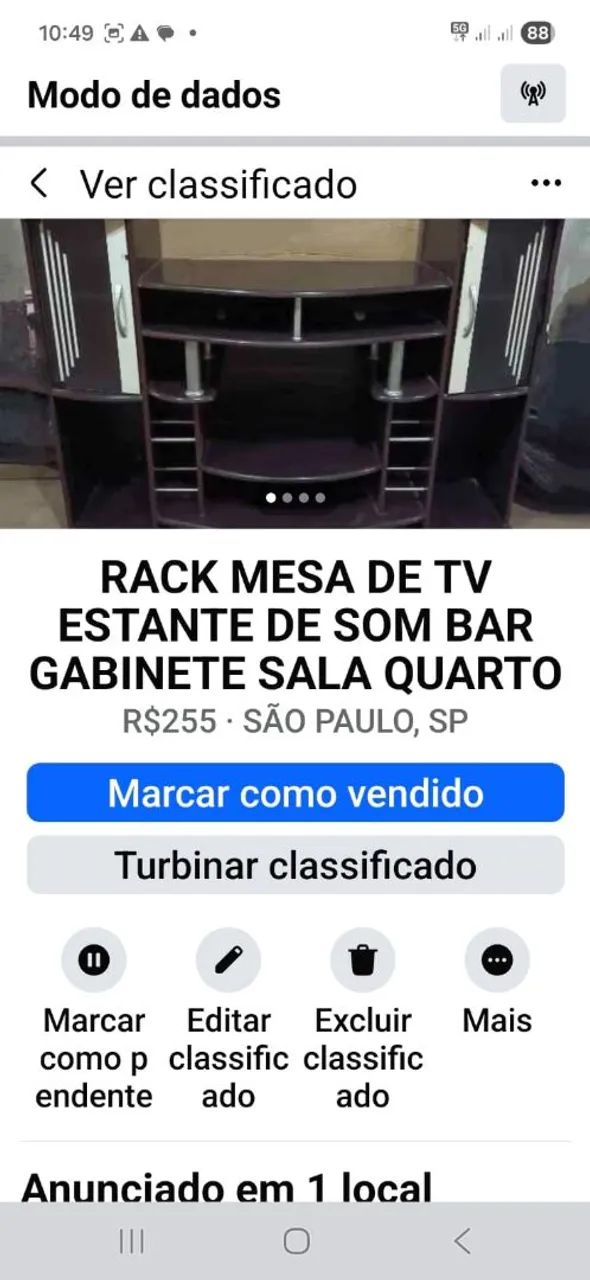 Rack e mesa de TV com portas em madeira mogno mogno - Foto 4