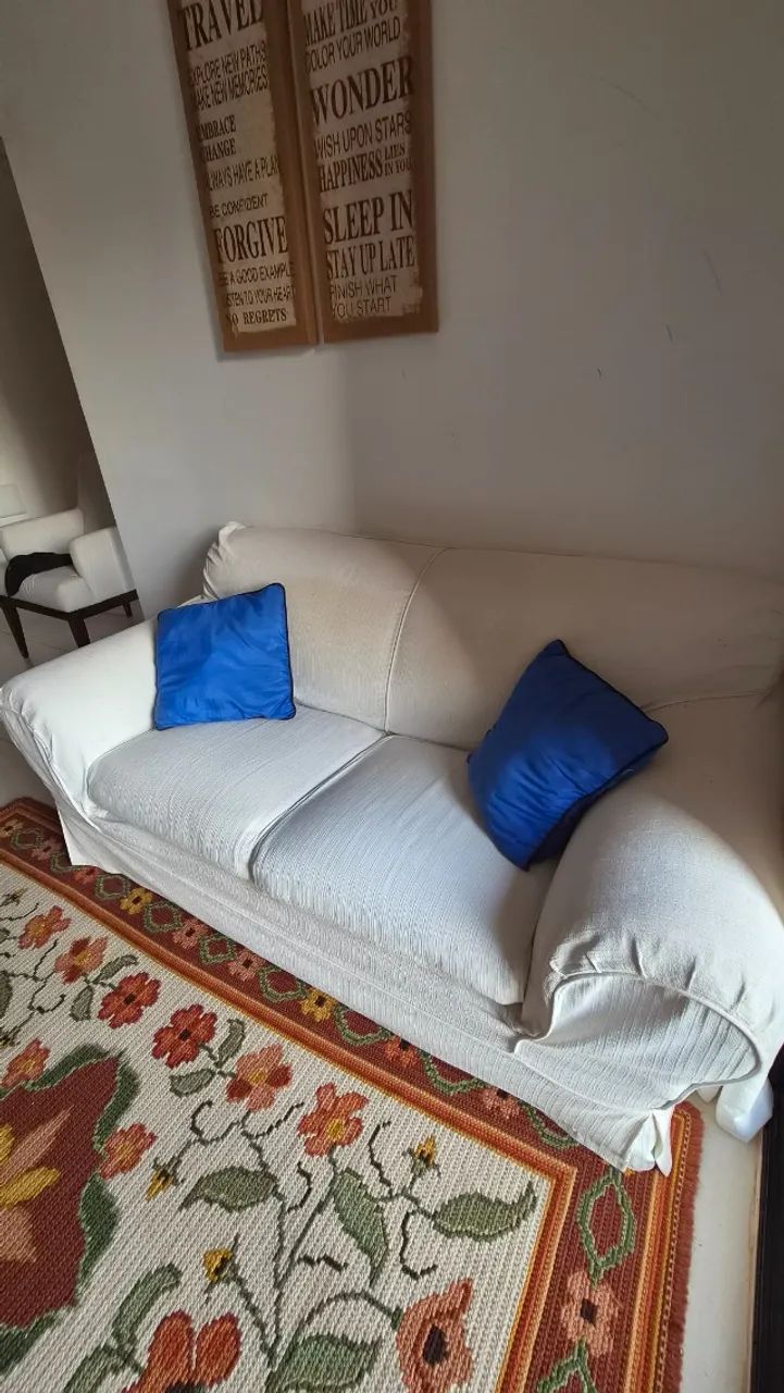 Sofá 2 Lugares 1,60m com Capa Branca Lavável + 2 Almofadas de Brinde - Foto 2