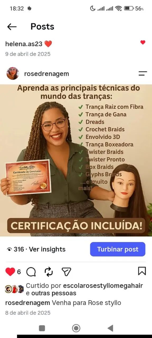 Curso de tranças c certificado 