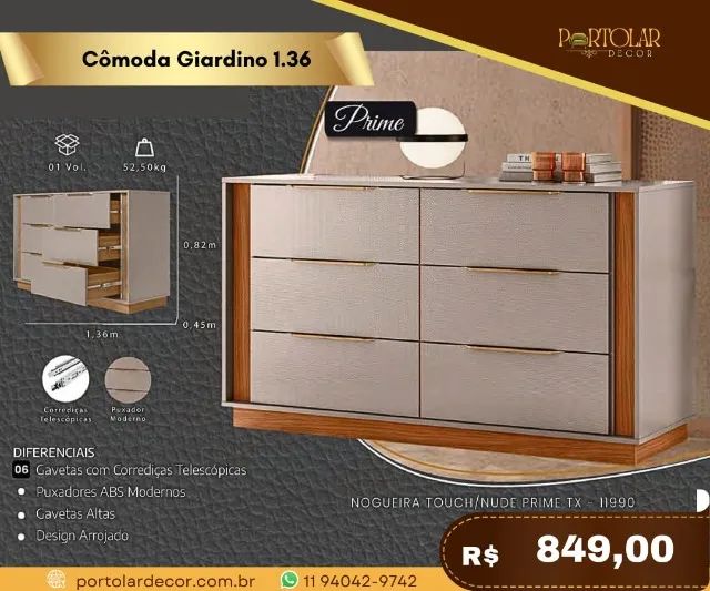 Cômoda Giardino 1.36, a pronta entrega 