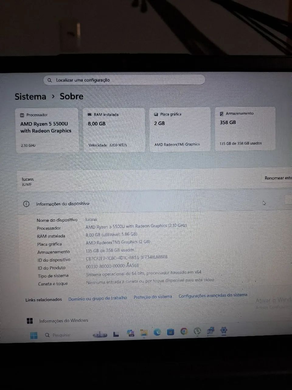 Notebook Lenovo IdeaPad 3 - Ryzen 5 5500U / 8GB RAM / SSD / AMD Radeon - Foto 3
