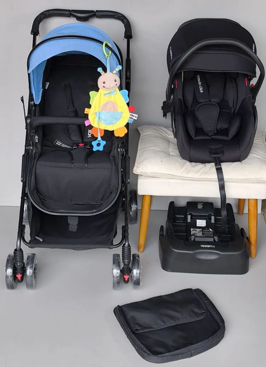 Conjunto Carrinho Moisés e bebê conforto com base - Foto 2