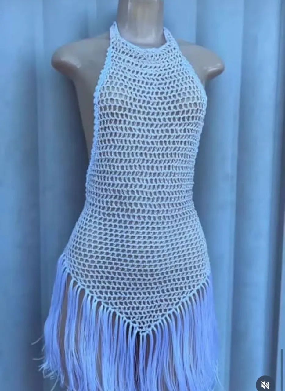 Vestido de crochê branco 