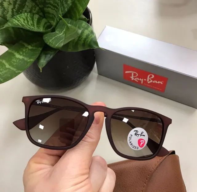 óculos de sol ray ban chris marrom  - Foto 3