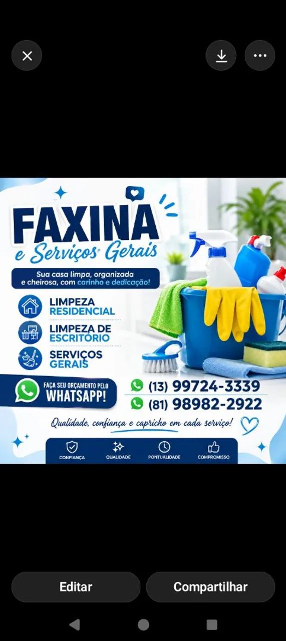 Faxina residencial ou escritório 