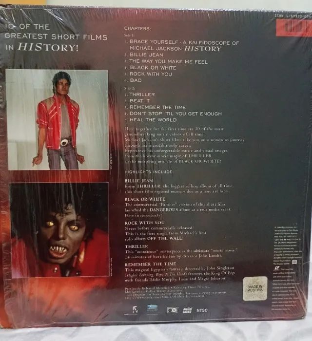 Video Greatest Hits History LeaserDisc Michael Jackson - CDs, DVDs
