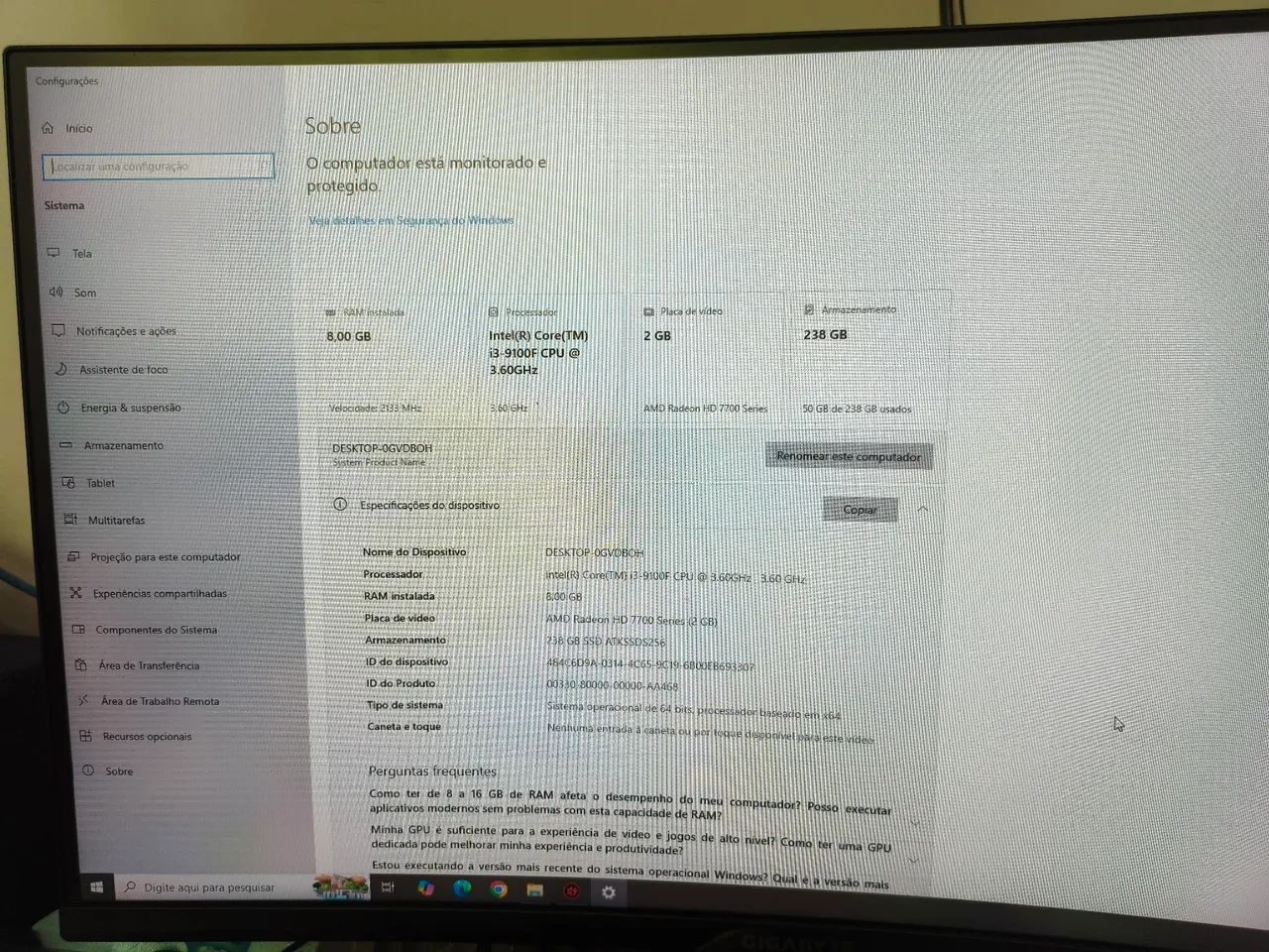 CPU core i3 9100f