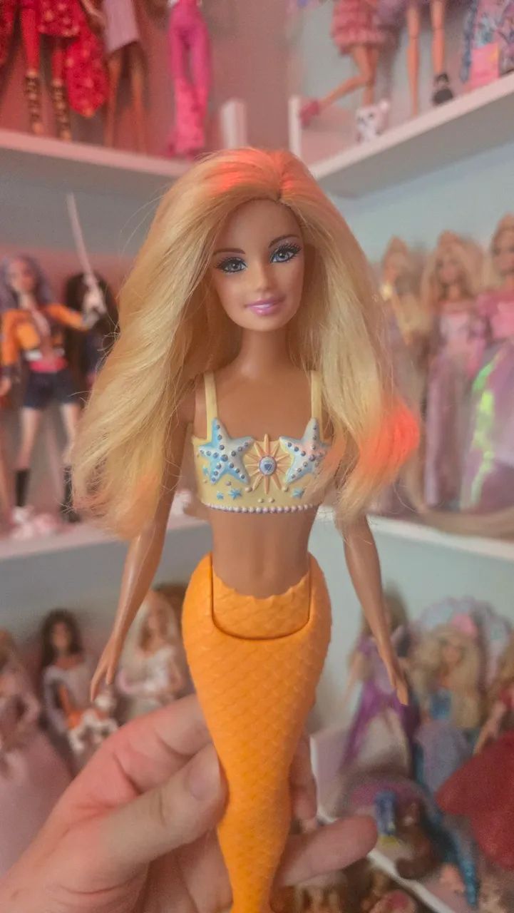 Boneca Barbie Sereia 1 Laranja