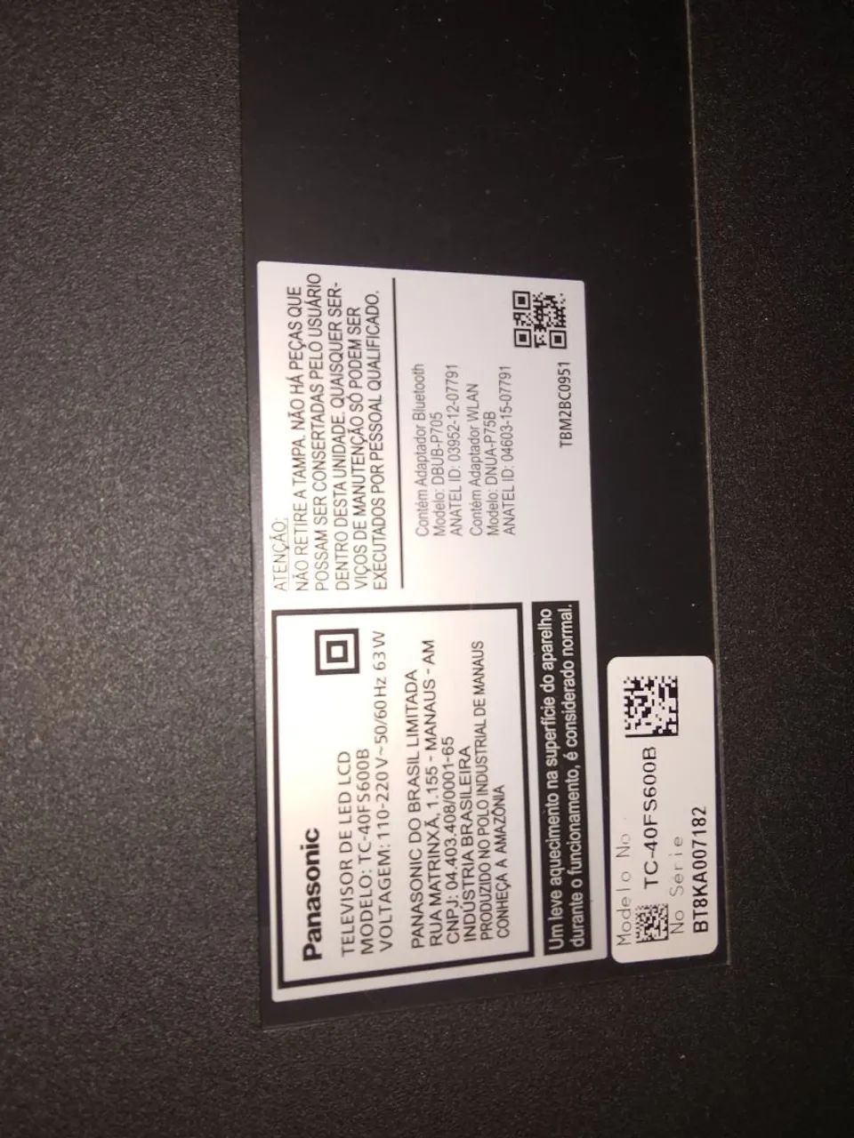 Tv Panasonic com defeito 