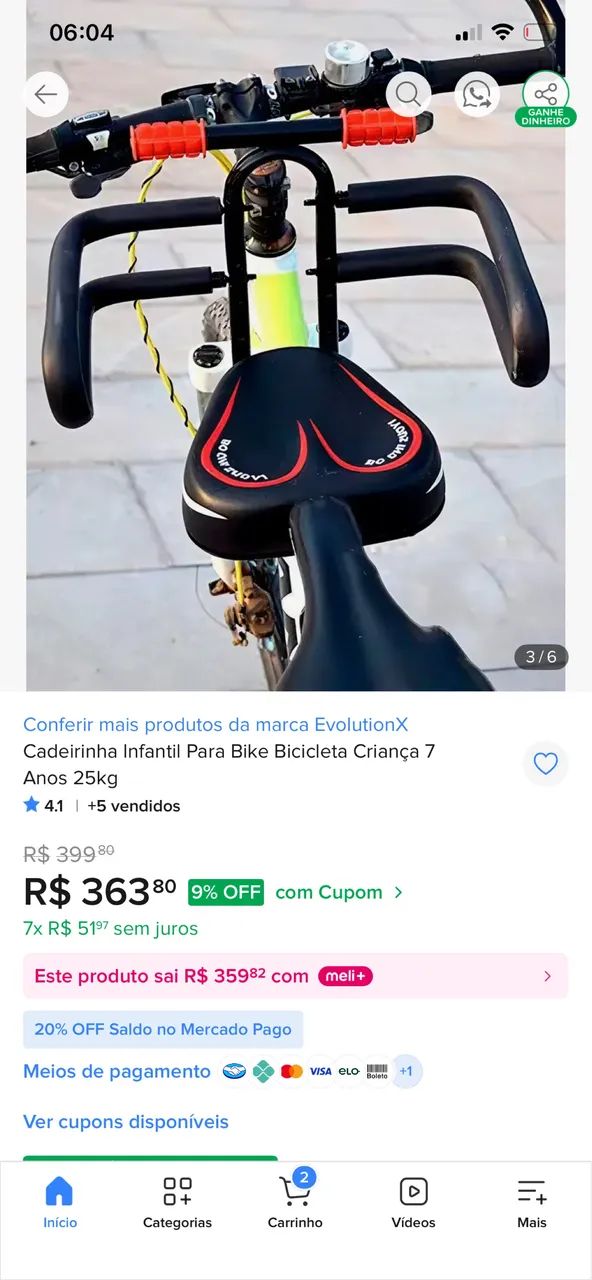 Cadeirinha de bike  - Foto 3