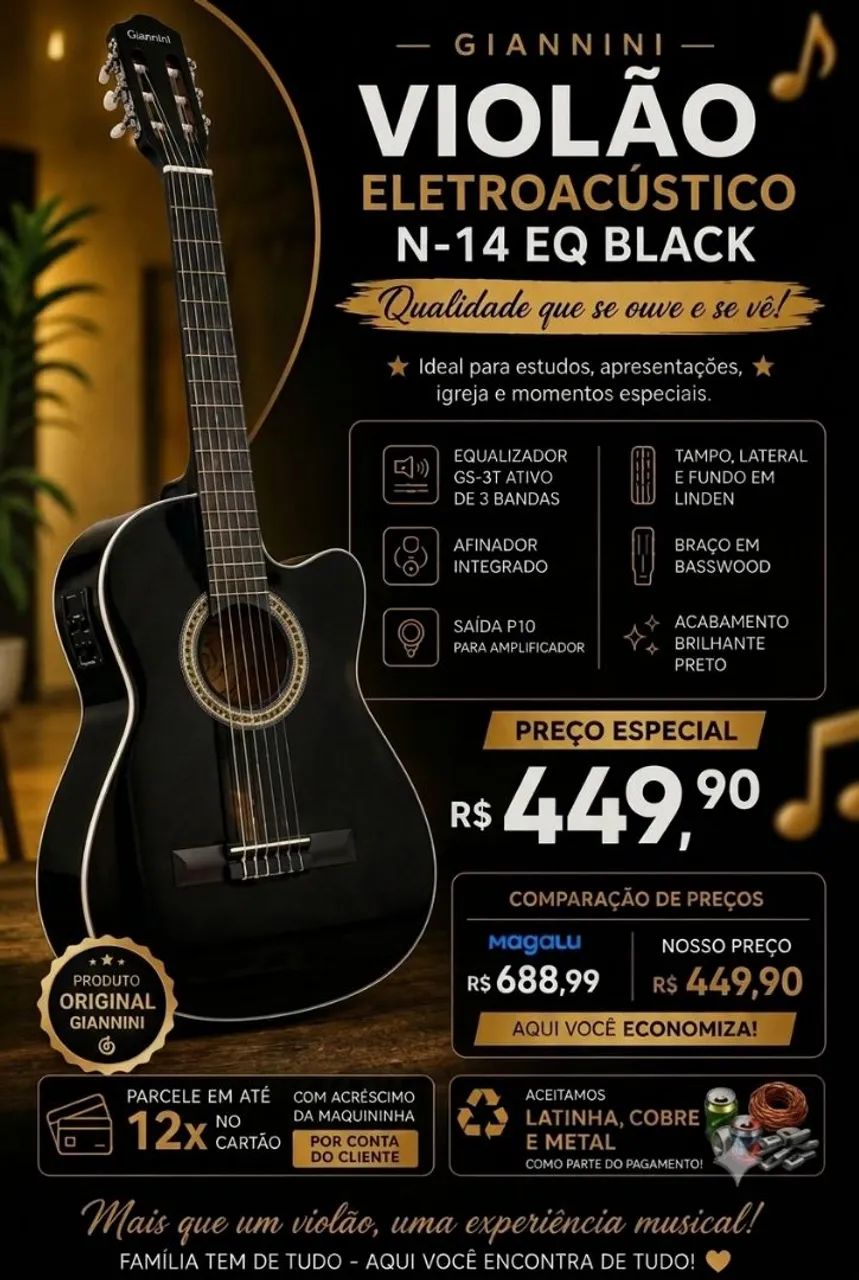 Violão eletroacústico Giannini 