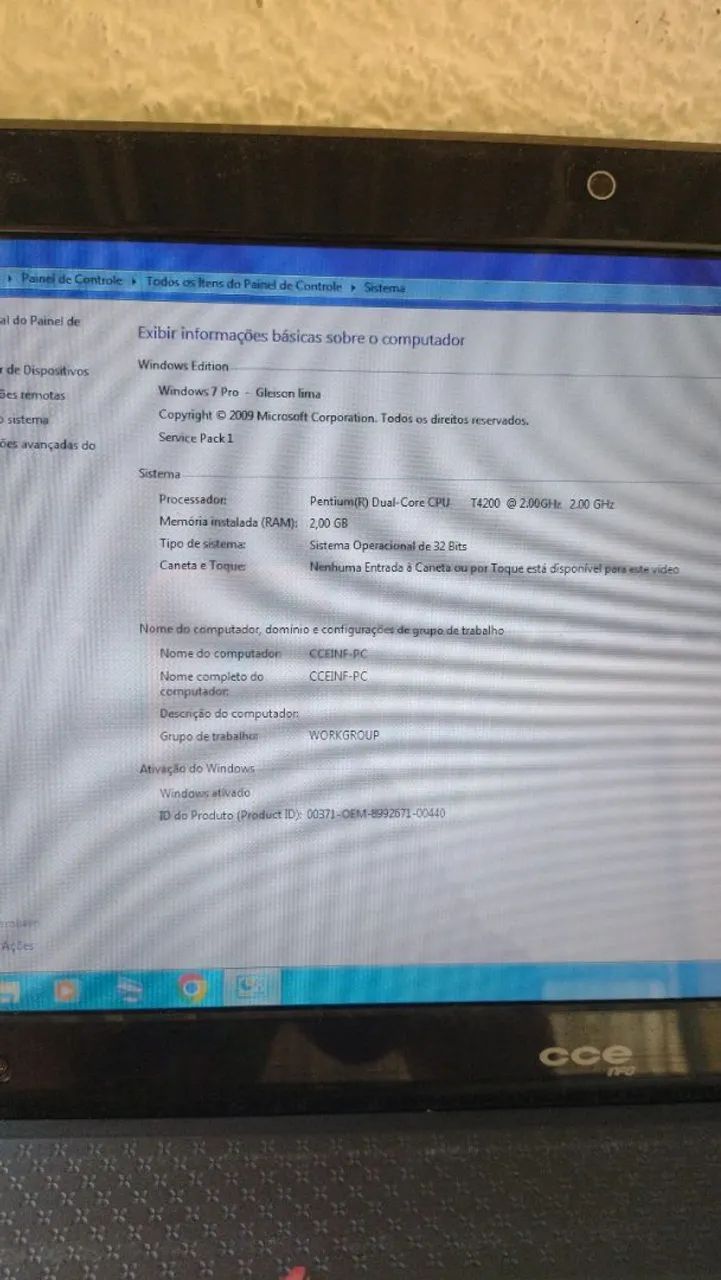 Notebook CCE INFO Windows 7Pro Ativado 2G TOP  - Foto 5