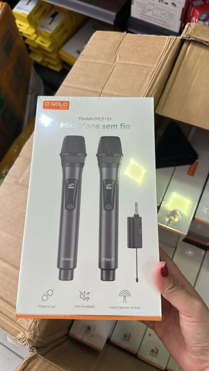 Microfone Duplo sem Fio Gold 51429414125897656322