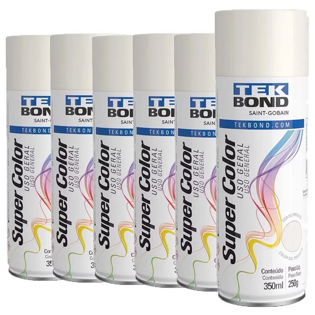Kit Tinta Spray Tekbond Uso Geral 350ML Branco Brilhante Secagem Rápida - Foto 2
