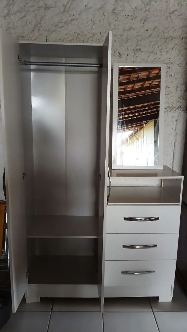 Penteadeira/Guarda-roupa com Espelho, Armário e Gavetas  - Foto 3