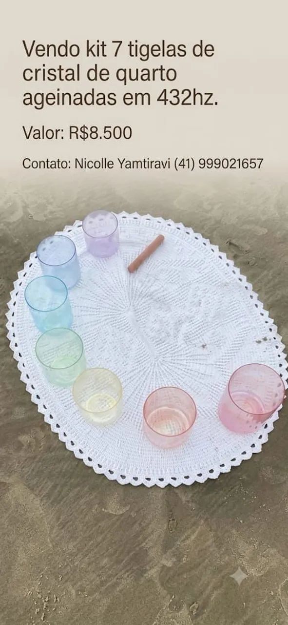 Kit 8 Tigelas de Cristal de Quartzo - Sound Healing