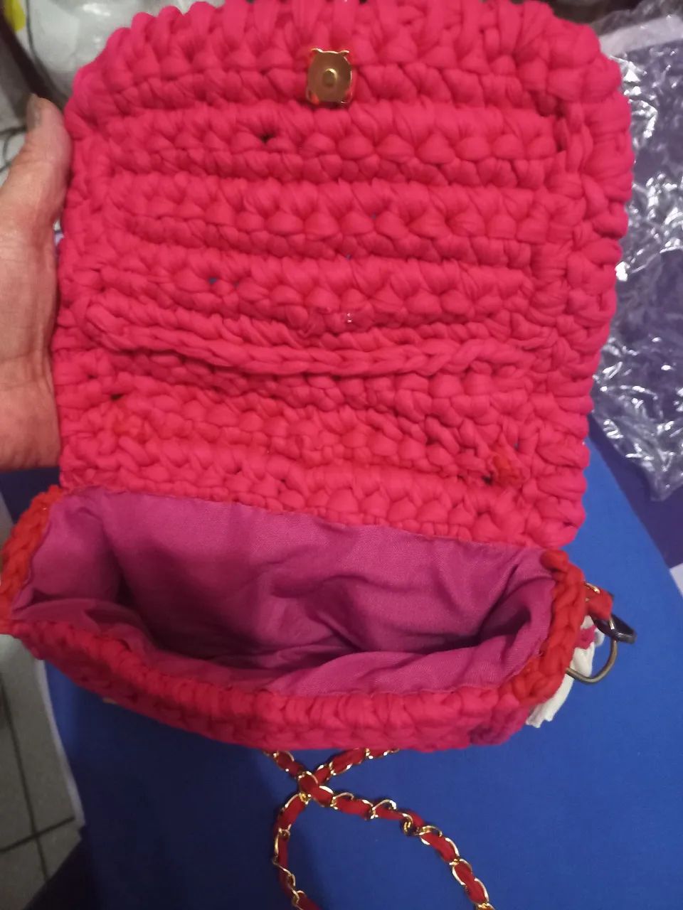 Bolsa de crochê fio de malha  - Foto 3