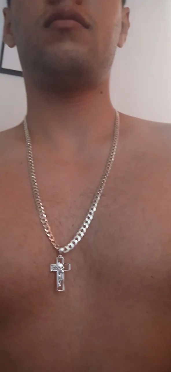 Corrente de Prata 70cm com Pingente - Foto 2