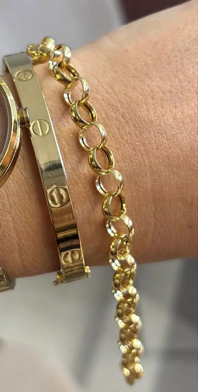 Pulseiras braceletes semi joias aço 
