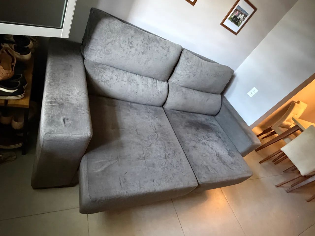 Sofá 2 lugares - cinza camurça  - Foto 4